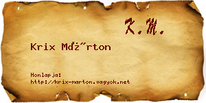 Krix Márton névjegykártya