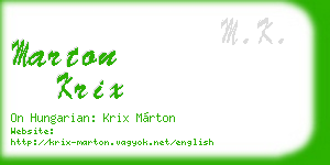 marton krix business card
